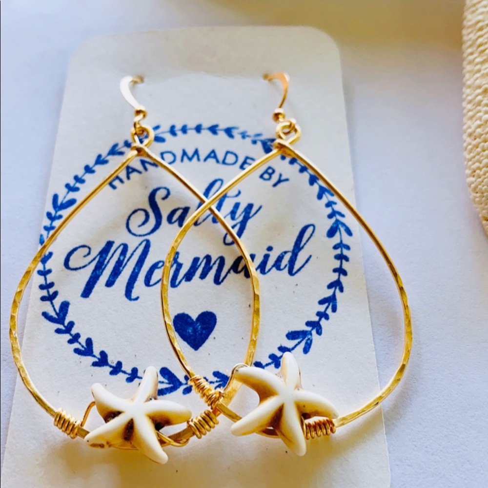 GP Starfish Hoop Dangle Earrings